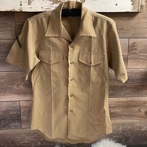 Men’s Military Button Up Shirt Size 15 1/2 Tan